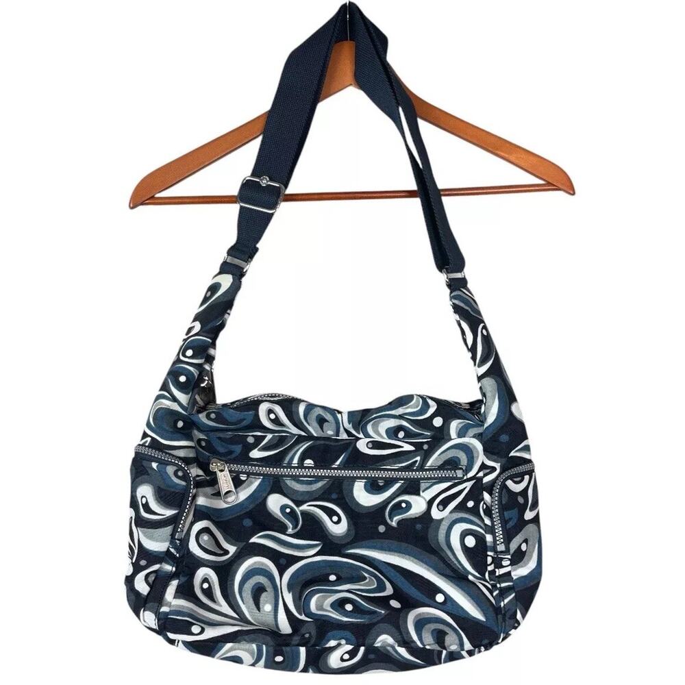 Kipling Gabbie Blue Eye Print Travel Crossbody Bag Purse Multi Pocket Monkey - Picture 3 of 14